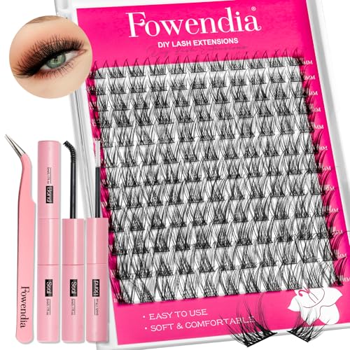 Lash Clusters Kit Fluffy Individual Lashes D Curl Cluster Eyelash Extensions 10-18mm DIY Lash Extension Kit Lash Bond and Seal Waterproof, Lash Applicator, Wispy-Kit