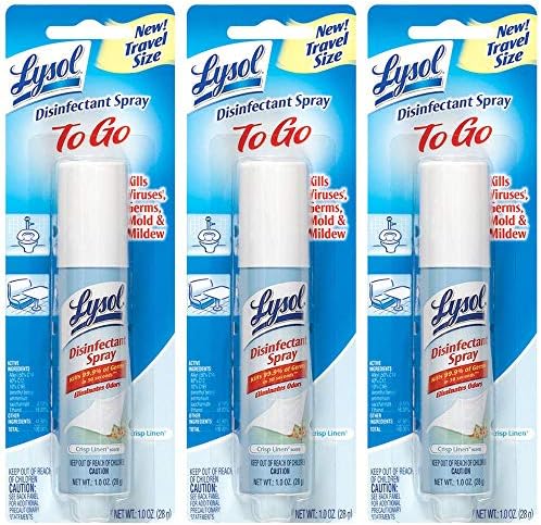 Lysol Disinfectant Spray to Go, Crisp Linen, 1 Ounce (Pack of 3)