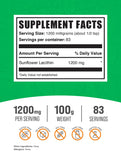 BulkSupplements.com Sunflower Lecithin Powder - Sunflower Lecithin Supplement, Lecithin Powder Food Grade - Vegan & Gluten Free, 1200mg per Serving, 100g (3.5 oz) (Pack of 1)