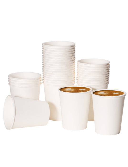 RACETOP [300 count ] Paper Coffee Cups 8 oz, Disposable Coffee Cups, Hot Beverage Cups, Ideal for Pub, Party, Office White