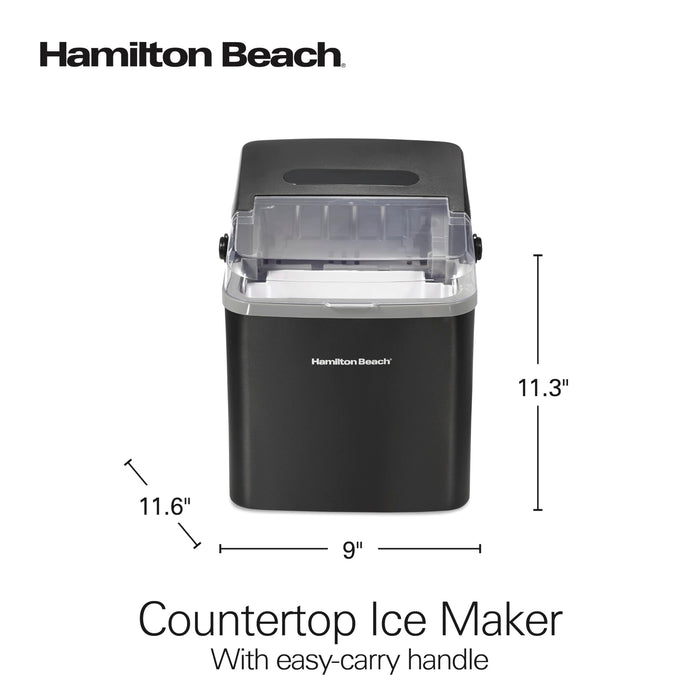 Hamilton Beach Portable Bullet Countertop Ice Maker Machine, Makes 26 Lbs/Day, 9 Cubes Every 6 Minutes, Self-Clean Function, for RV, Office, Kitchen, Dorm, Makes 2 Sizes, Black (86151)