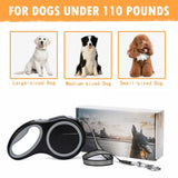 26Ft Retractable Dog Leash, Heavy Duty Great Leash for Dog up to 110 lbs, Anti-Slip Rubberized Handle, One-Handed Brake, Strong Nylon Tape, Tangle Free——MK-DEF