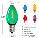 KGC 25Pack C7 LED Christmas Light Bulb, C7 Shatterproof LED Bulbs for Christmas Outdoor String Lights, 0.6W 7W Incandescent Equivalent 50LM, E12 Base Commercial Grade Holiday Bulbs - Multicolor