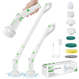 Electric Spin Scrubber,Cordless Cleaning Brush,Shower Scrubber Coming with 8 Replaceable Brush Heads, 3 Adjustable Speeds,Detachable Long Handle,Two Power Buttons,240Mins Working Time