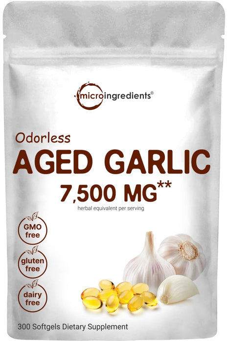 Micro Ingredients Odorless Garlic Softgels – 7500 mg per Serving – 300 Count