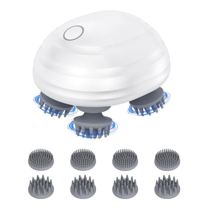 AMIR Newest Electric Cordless Hair Scalp Massager, IPX7 Waterproof Portable Head Scratcher Massager with Kneading 96 Nodes, 5 Kneading Modes, for Hair Growth and Stress Relax, Gifts for Men Women