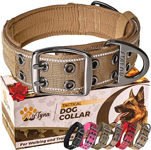ADITYNA Heavy Duty Dog Collar for Medium Dogs - Reflective Collar with Handle for Training, and Walking - Wide, Thick, Tactical, Soft Neoprene Padded