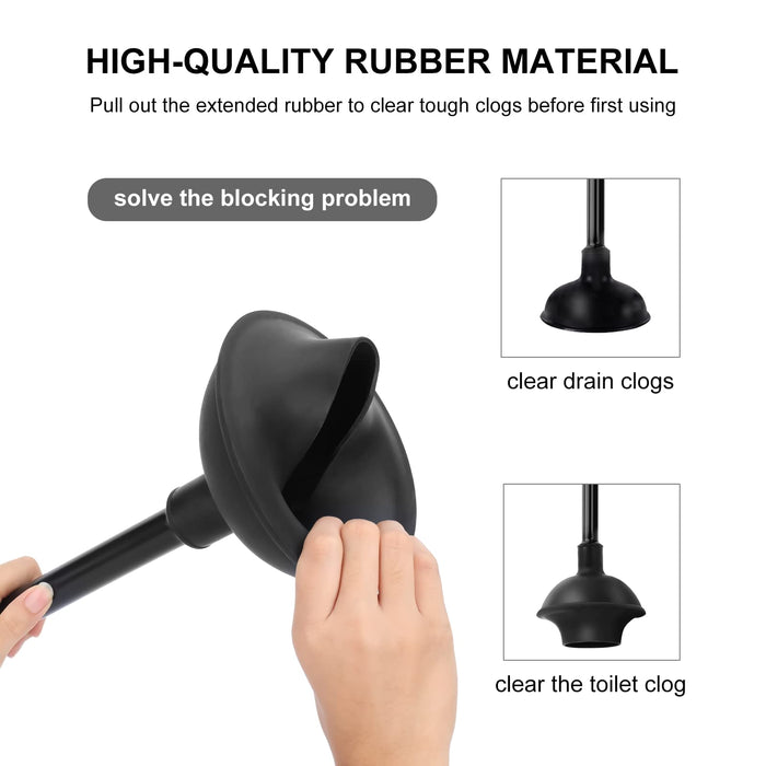 SetSail Toilet Brush and Plunger Set, Toilet Plungers for Bathroom Heavy Duty Toilet Bowl Brush and Holder Hidden Toilet Plunger and Brush Set for Deeply Cleaning - Black