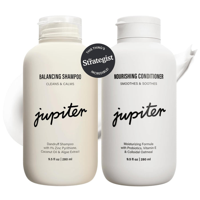 Jupiter Color Safe Dandruff Shampoo and Conditioner - Relieves Dry, Flaky, Itchy Scalp - Sulfate Free - Vegan - 9.5 fl oz each