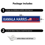 Probsin Kamala Harris 2024 Banner 120" x 20" Support Kamala Harris Election President Banner Yard Sign Party Supplies Photo Backdrop Poster Hanging Outdoor Gate Decor Fence Door Indoor Wall