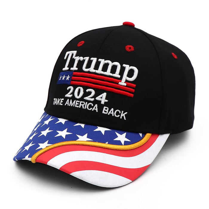 Trump 2024 Hat MAGA Hat Embroidered Take America Back Donald Trump Slogan USA Adjustable Blue Baseball Cap for Woman Men