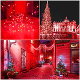 YAOZHOU Red Solar Christmas String Lights Outdoor Waterproof Decorations 100 LED（2 Pack） 8 Modes Copper String Lights Fairy Lights for Valentine's Day, Garden, Patio, Fence, Balcony