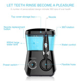 TUREWELL Water Flossing Oral Irrigator, 600ML Dental Water Teeth Cleaner 10 Adjustable Pressure, Electric Oral Flosser for Teeth/Braces, 8 Water Jet Tips for Family (Black)