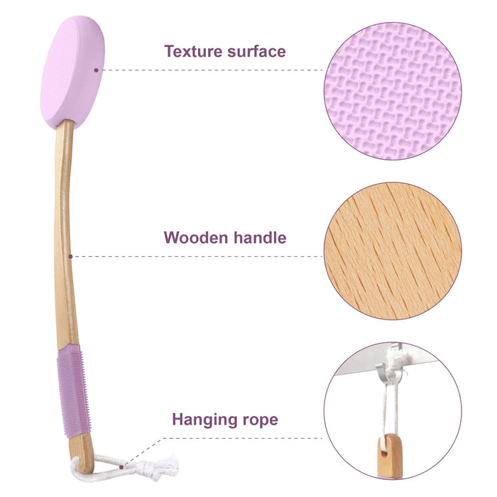 AmazerBath Lotion Applicator for Back, Feet, 4 Replaceable Pads with 1 Long Handled, Back Sunscreen Applicator for Elderly, Women, Apply Cream Medicine Skin Cream Moisturizer Sunscreen Tanner, Purple