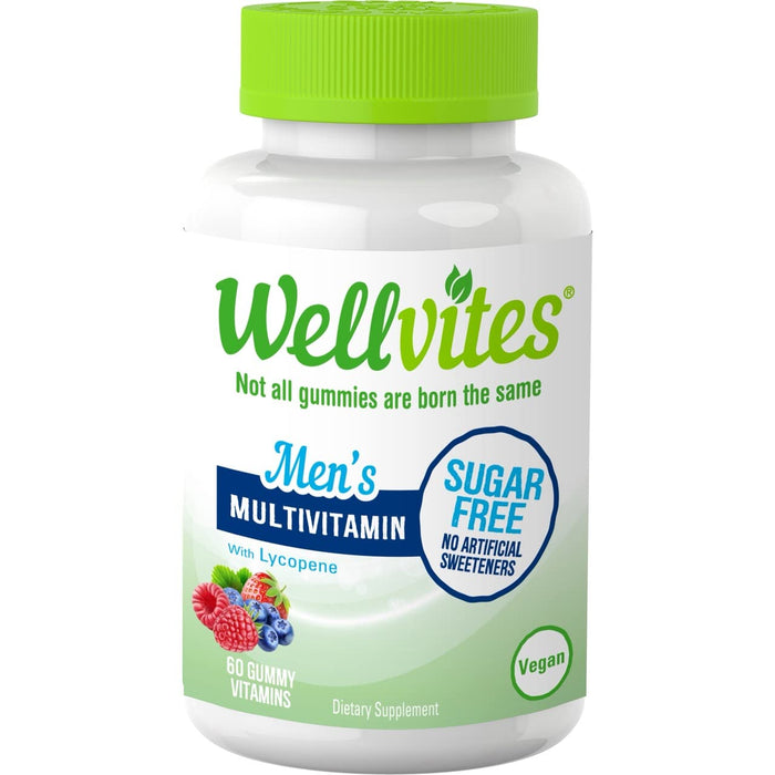 Wellvites Sugar Free Multivitamin Gummies for Men – Vegan & Non-GMO - Vitamin A, B6, and B12, Biotin & Folate – Vitamins for Men –No Artificial Sweeteners, Gluten Free – 60 Count (30 Day Supply)