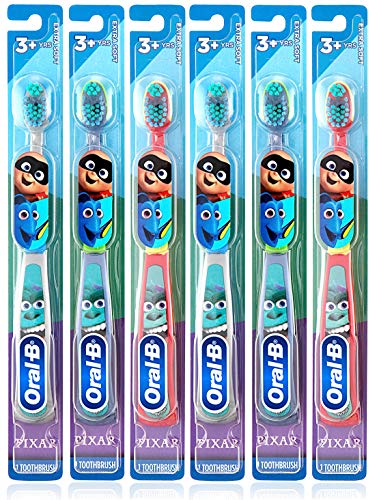 Oral-B Kids Manual Toothbrush, Monsters Characters, for Children and Toddlers 3+, Extra Soft Bristles - Pack of 6 (Characters Vary)