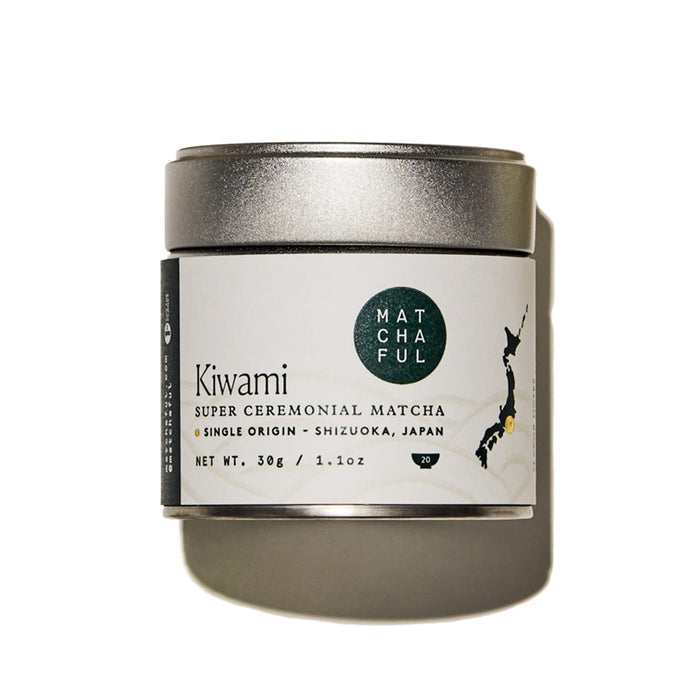 Matchaful Kiwami Single Origin Ceremonial Matcha - Matcha Green Tea Powder from the hills of Shizuoka, Japan - Balanced with Notes of Floral, Honey, and Cream - 30g Tin