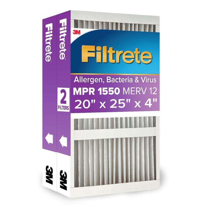 Filtrete 20x25x4 Air Filter, MERV 12, MPR 1550, 2 HVAC Filters