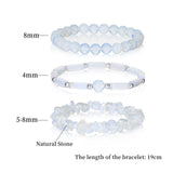 3PCs Moonstone Bracelet for Women 8mm Crystals and Healing Stones Bracelet Natural Stone Beaded Bracelets Handmade Stretch Gemstone Bracelet Healing Jewelry Christmas Gifts for Women Girls