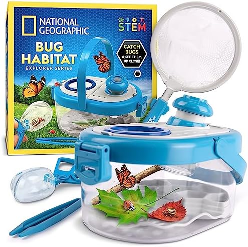 NATIONAL GEOGRAPHIC Bug Catcher Kit for Kids - Kids Bug Habitat with Magnified Viewer, Bug Catcher, Tweezers & Learning Guide, Insect Habitat, Outdoor Toys, Kids Bug Catching Kit, Bug Cage, Bug Box