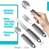 Nourislif Adaptive Utensils, Adaptive Utensils 4pcs for Hand Tremors,Elderly, Arthritis,Parkinsons-Built Up Utensils for Adults–Easy Grip Aids Handle–2.5oz Each Weighted Silverware for Hand Tremors