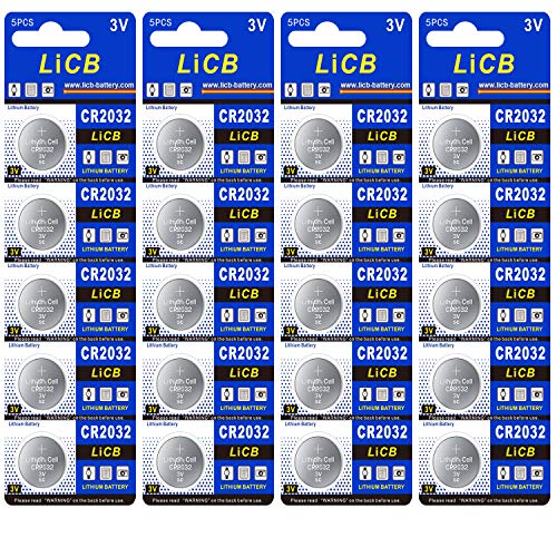 LiCB CR2032 Battery,Long-Lasting & High Capacity CR 2032 3V Coin & Button Cell Lithium Batteries with Adaptive Power and Superior Safety (20-Pack)