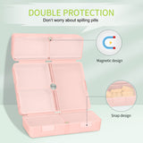 FYY 2 Pcs Daily Pill Organizer, 7 Compartments Portable Travel Pill Case,[Folding Design]Pill Box for Purse Pocket to Hold Vitamins,Cod Liver Oil,Supplements and Medication-Pink