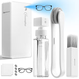 Eyeglass Cleaner Kit for Cleaning Glasses, 5-in-1 Eye Glasses Lens Cleaner|Cleaner Tool Case+Anti-Fog Mist Cleaner Spray+Soft Brush+Recyclable Sunglasses Lens Clamp Clip+Microfiber Cloth for Travel