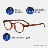 Readerest Blue Light Blocking Reading Glasses (Tortoise, 2.00 Magnification) - Computer Eyeglasses With Thin Reflective Lens, Antiglare, Eye Strain, UV Protection, Stylish For Men And Women