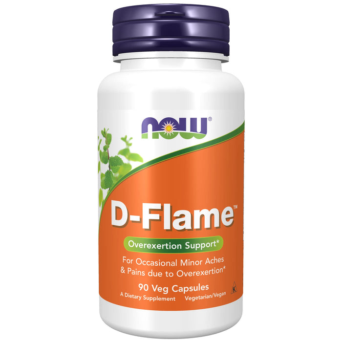 NOW Supplements, D-Flame™ with a Blend of Complementary Herbs, Overexertion Support*, 90 Veg Capsules