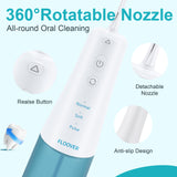 Floover Cordless Portable Water Flosser，300ML Large Water Tank, 3 Speed Mode, IPX7 Waterproof, 2000mAh Battery for Home and Business Travel Use