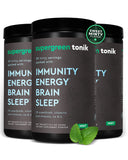 SUPERGREEN TONIK 100% Natural Greens Superfood Powder – Daily Supplement with 38 Superfoods, Vitamins and Minerals – Supports Energy, Stress and Immunity – 30 Day Supply – 360 Grams (3 Tubs)