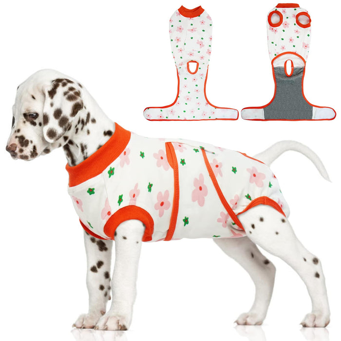 FUAMEY Recovery Suit for Dogs After Surgery,Soft Breathable Dog Bodysuit E-Collar & Cone Alternative Surgical Suit,Male Female Dog Neuter Spay Suits Anti Licking Wounds Onesie Red Flower S