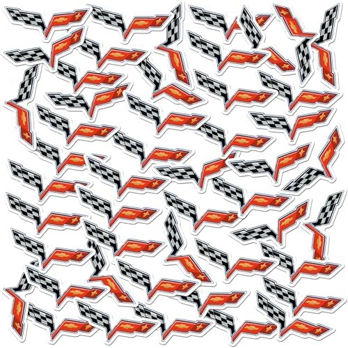 Chevrolet Corvette Wings Emblem 50ct Vinyl Large Deluxe Stickers Variety Pack - Laptop, Water Bottle, Scrapbooking, Tablet, Skateboard, Indoor/Outdoor