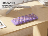 iRoboosta 75% Typewriter Style Mechanical Gaming Keyboard, White Backlit Light Up Keyboard with Pink Switch, Retro Round Punk Keycap 84 Keys Cute Wired Purple Keyboard (84 Purple)