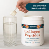 Pattern Wellness Collagen Peptides Powder (Type I & III) - Hair, Nails, Skin and Joint Health - Grass Fed & Pasture Raised - Hydrolyzed Collagen, Non-GMO, Dairy Free, & Keto - Unflavored (16 Oz)