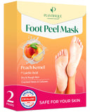 PLANTIFIQUE Foot Peeling Mask (2 Pairs) - Peeling Foot Mask Dermatologically Tested Repairs Heels & Removes Dry Dead Skin for Baby Soft Feet - Exfoliating Foot Peel Mask for Dry Cracked Feet (Peach)