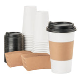 RACETOP Disposabe Coffee Cups with Lids and Sleeves 16 oz 50 Pack, Hot Paper Coffee Cups with Lids, To Go Cups with Lids, Ideal for To Go Coffee, Travel, Office, Home