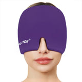 EXQUISLIFE Migraine Headache Relief Cap, Gel Ice Head Wrap, Hot and Cold Therapy, Headache Eyes Mask for Sinus, Puffy Eyes, Tension and Stress Relief (Purple)