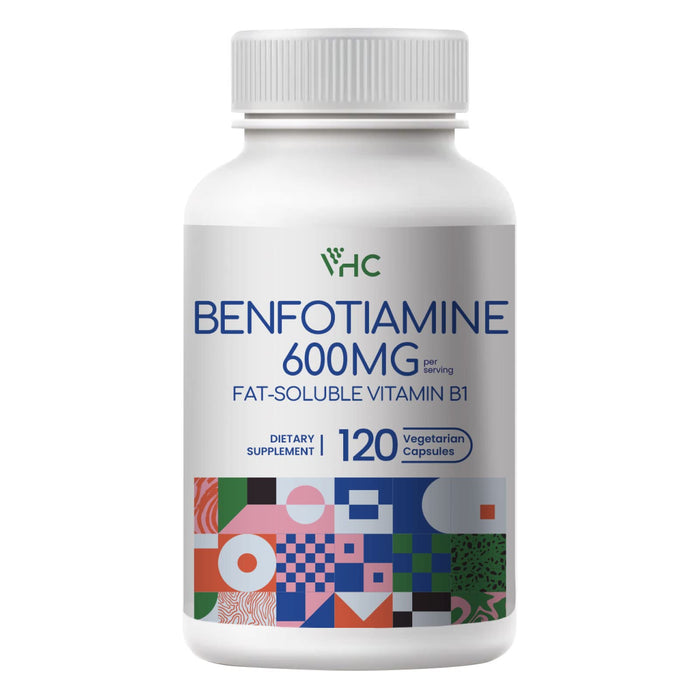 Benfotiamine 600mg Supplement | 5X Time Fat-Soluble Thiamine Vitamin B1 | Max Boost Bioavailable Thiamine B1 Levels | 120 Veggie Capsules | Made in USA