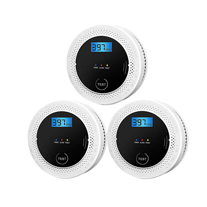 3 Pack Smoke and Carbon Monoxide Detector Powered by Battery with Digital Display, 2 in 1 Smoke and Carbon Monoxide Alarm with High Sensitivity