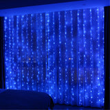 HXWEIYE 300LED Blue Fairy Curtain Lights with Remote 8 Modes Timer for Bedroom, 9.8x9.8Ft USB Plug in Christmas Fairy Hanging String Lights for Outdoor, Weddings, Party, Garden, Wall, Decorations