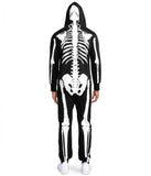 Tipsy Elves Halloween Skeleton Costume for Men - Comfy Easy Adult Onesie Jumpsuit - Front and Back Print with Zip Up Mask - Men's White Skeleton Jumpsuit Halloween Costume Size Large