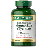 Generic Nature s-Bounty Magnesium Glycinate 240mg High Absorption 180 Capsules Bundle | Supports Muscle Relaxation, Bone, Heart, and Nerve Health | 90 Day Supply