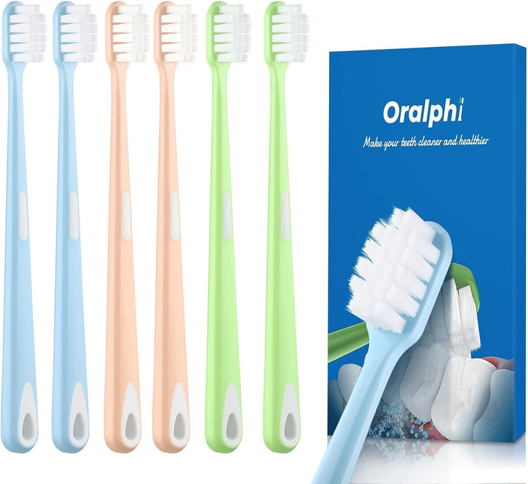 Oralphi Extra Soft Toothbrush for Sensitive Gums, Compact Head Soft Bristle Toothbrush with 10000 Soft Flossing Micro Nano Bristles for Adults, Pregnant Women, Elderly, Braces