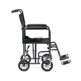 Black Hammertone Transport Chair, 19inch Seat, 300lbs Weight Capacity, Lightweight