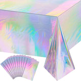 12 Pack Iridescence Plastic Tablecloths Shiny Disposable Laser Rectangle Table Covers Holographic Foil Tablecloth Iridescent Party Decoration Birthday Bridal Wedding Christmas 54" x 108"(Laser)