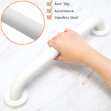 Rackickyer Shower Grab Bar, 2 Pack 16 Inch White Bathroom Grab Bar, 1.25" Diameter 304 Stainless Steel Anti-Slip Grab Bars for Bathtubs and Showers, Handicap Shower Grab Bar for Seniors Elderly