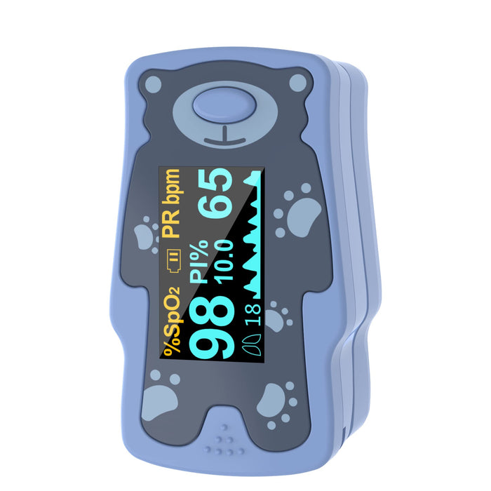 VOLUETH New Version Kids Pulse Oximeter Fingertrip, Blood Oxygen Saturation for Children, Portable Oxygen Meter with OLED Screen Included 2AAA Batteries