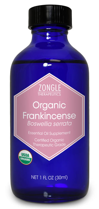 Organic Frankincense Essential Oil by Zongle – Supplement, 100% Pure Natural, Therapeutic & Food Grade Boswellia Serrata for Pain, Skin, Face, Knee, Edible, Ingestible, Oral Use – 1 OZ